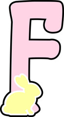 Easter Rabbit Typography: Letter F Alphabet