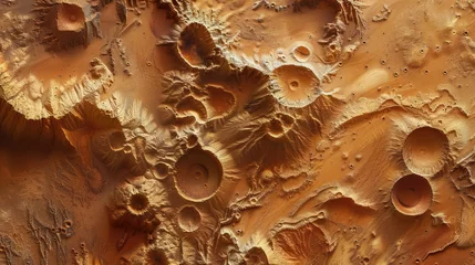 Foto op Aluminium High-resolution Mars terrain featuring craters and valleys, perfect for space exploration and alien studies. © Gregory O'Brien
