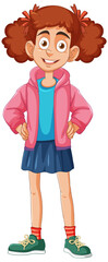Vector illustration of a smiling young girl standing.