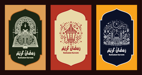 ramadan and eid mubarak gretting card. islamic template design for wallpapers, posters, banners. A set of vector illustrations collection