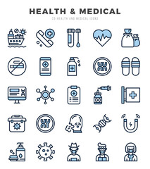 HEALTH & MEDICAL icons set. Collection of simple Two Color web icons.