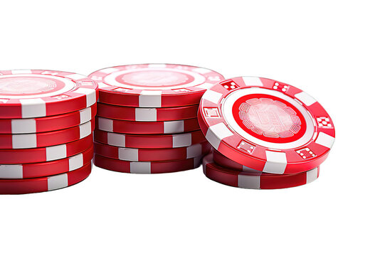 stacked red fiches isolated on PNG Background. Generative Ai.