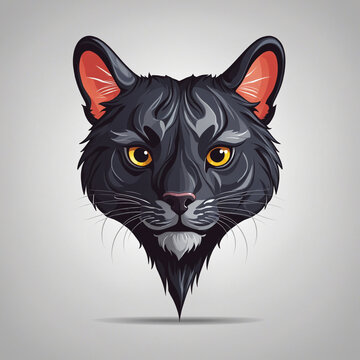 Flat logo illustration of "panther" hand drawn style