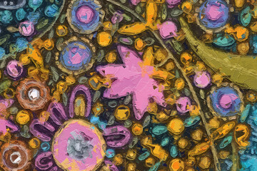 Oil paintings and various floral landscapes, birds and zebras are beautiful