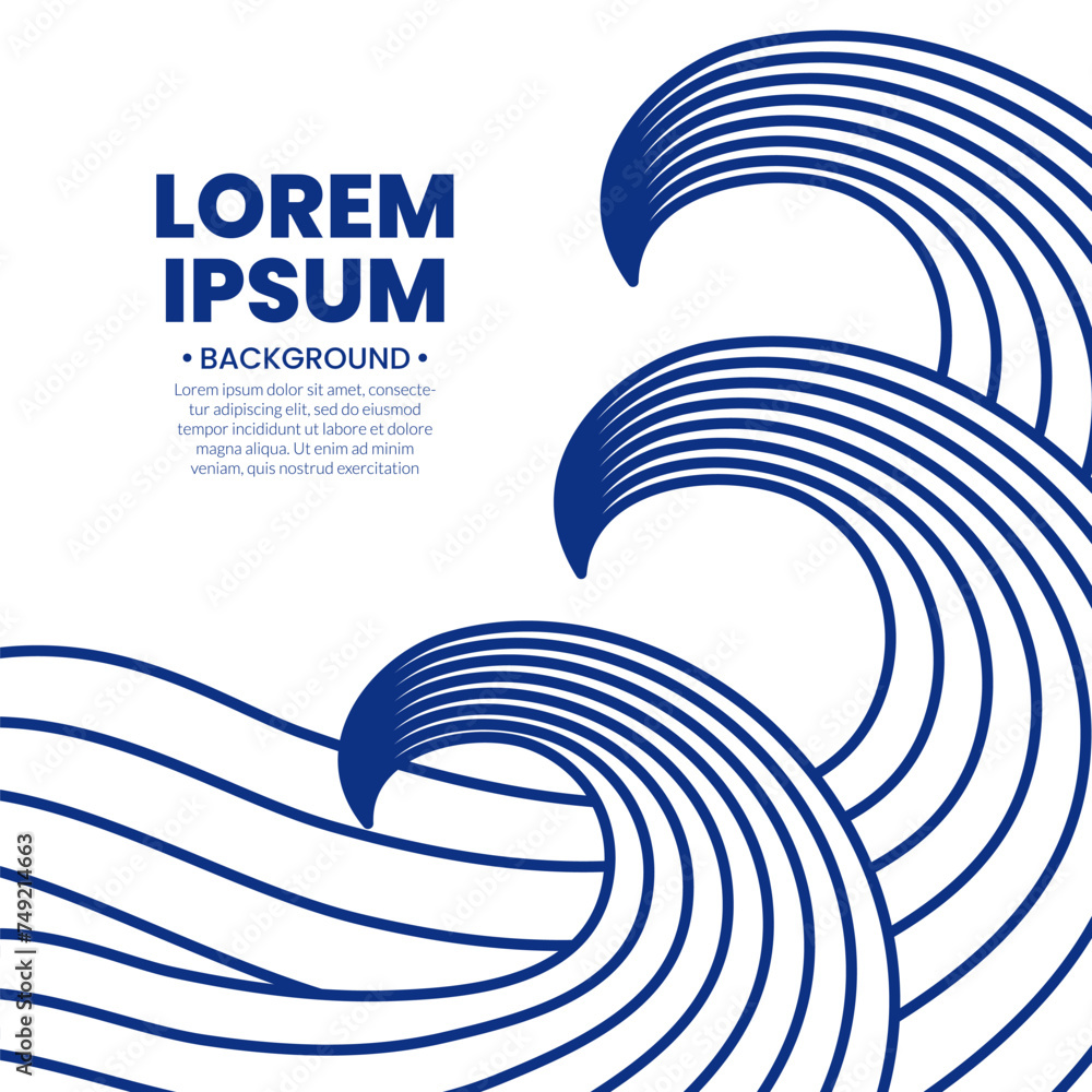 Aufkleber abstract blue wave line pattern background with japanese style concept. graphic vector flat design s