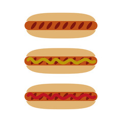 Grilled hot dog with mustard and ketchup