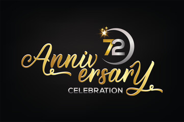 Fototapeta na wymiar Star element gold color mixed luxury 72th anniversary invitation celebration