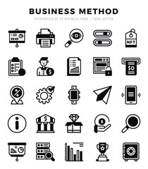 Collection of Business Method 25 Lineal Filled Icons Pack.