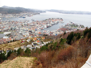 Fototapeta na wymiar View of Bergen from Hausberg - Mount Floien - Bergen - Norway