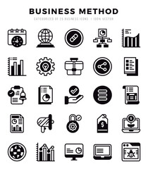 Set of Business Method Icons. Simple Lineal Filled art style icons pack.