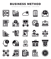 Set of Business Method Icons. Simple Lineal Filled art style icons pack.