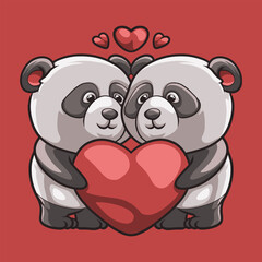 Panda Love mascot great illustration for your branding business