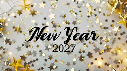 Fototapeta na wymiar letters New year 2027 laid on flat background with high angle view, celebration concept. Neural network generated image. Not based on any actual scene or pattern.