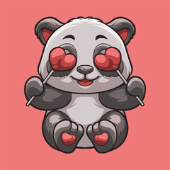 Panda Love mascot great illustration for your branding business