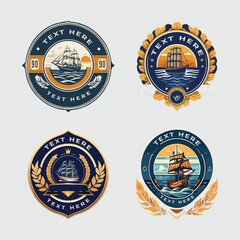 Naklejka premium Marine logo design, for UI, poster, banner, social media post, branding
