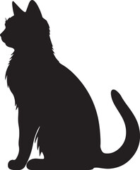 Cat Silhouette Illustration Vector White Background