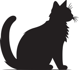 Cat Silhouette Illustration Vector White Background