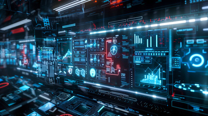 futuristic cyber security server, modern digital data protection secure networking, cyber tech background or wallpaper, data monitoring room full of virtual screens
