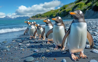 Isla Martillo, Tierra del Fuego, Argentina: A Colony Of Gentoo Penguins