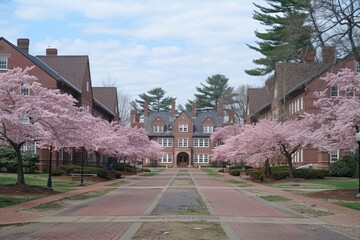 university college campus scenery background