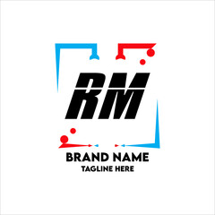 RM Square Framed Letter Logo Design Vector