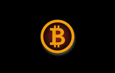 Bitcoin logo with black background. online network digital money currency