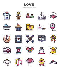 Set of Love Icons. Simple Lineal Color art style icons pack.