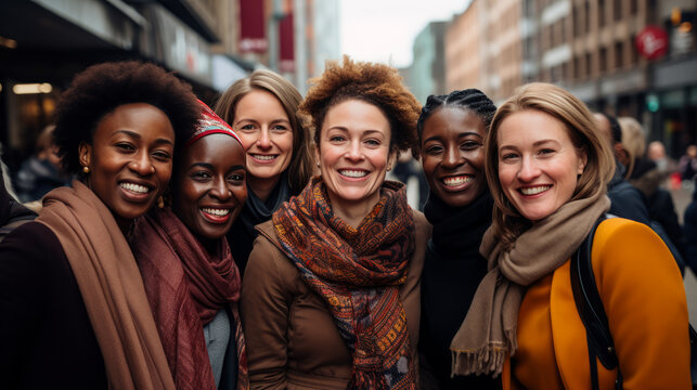 Pictures of women from different nationalities happy to have such beautiful friendships.