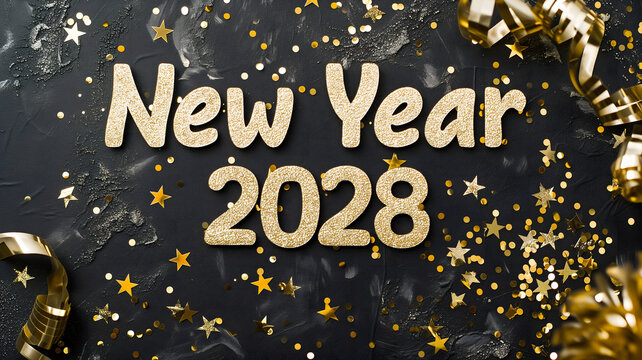 letters New year 2028 laid on flat background with high angle view, celebration concept. Neural network generated image. Not based on any actual scene or pattern.
