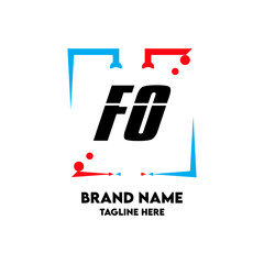 F0 Square Framed Letter Logo Design Vector