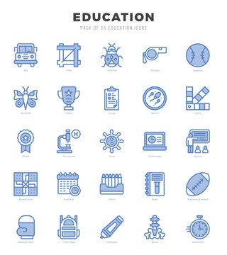 Set of Two Color Education Icons. Two Color art icon. Vector illustration