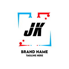 JK Square Framed Letter Logo Design Vector