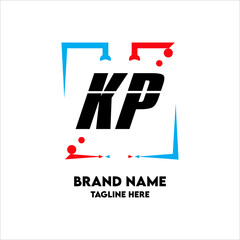 KP Square Framed Letter Logo Design Vector