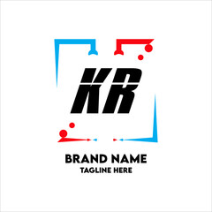 KR Square Framed Letter Logo Design Vector