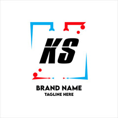 KS Square Framed Letter Logo Design Vector