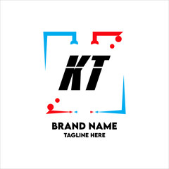 KT Square Framed Letter Logo Design Vector
