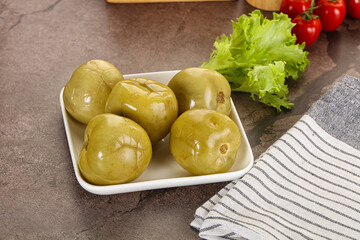 Homemade pickled green tomato appetizer