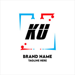 KU Square Framed Letter Logo Design Vector