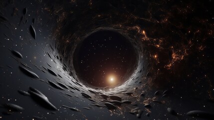 Black hole within the Milky Way galaxy, swallowing up all the stars and planets, destruction - obrazy, fototapety, plakaty