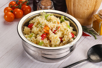 Vegan cuisine couscous with vegetables