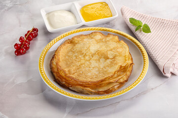 Sweet homemade thick baked pancakes