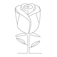 Continuous single One line rose design hand drawn drawing roses line art illustration