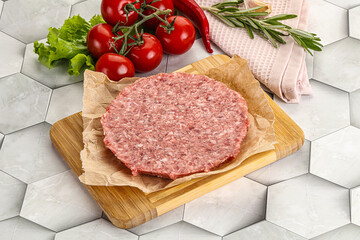 Raw beef uncooked burger cutlet