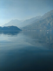 Europe Villages Outdoor : Lecco town in Como lake district. View of Lake Como from Lecco in Italy....