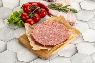 Raw beef uncooked burger cutlet