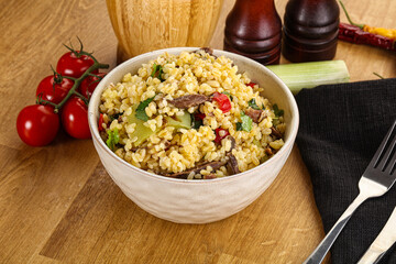 Bulgur with lamb and vegetables