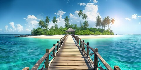 A Pier Extending to Paradise, Inviting You to a Tropical Haven. Made with Generative AI Technology