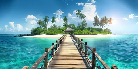 Foto op Plexiglas A Pier Extending to Paradise, Inviting You to a Tropical Haven. Made with Generative AI Technology © mafizul_islam