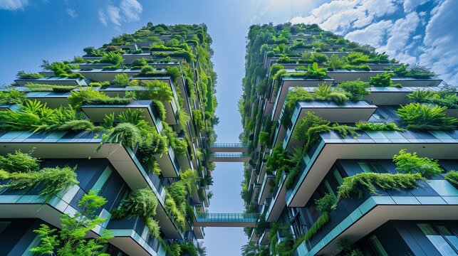 Modern urban environment coexisting with nature, green buildings, sustainable cityscapes, SCV Consulting balancing development and environmental preservation