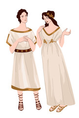 Greek man and woman wearing traditional clothes